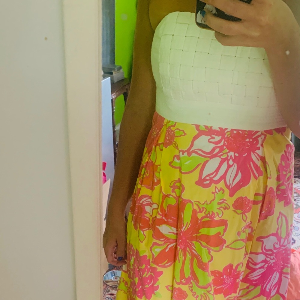 Strapless Lilly Pulitzer dress with weave detail